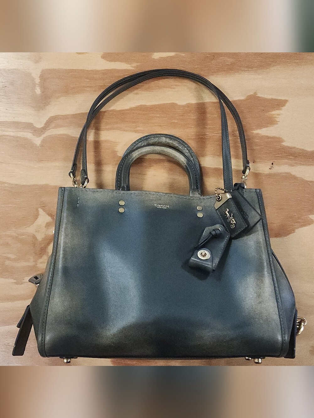 Coach Rogue Bag 31 In Green Loved Leather - Picture 2 of 16